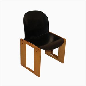 Sedia Dialogo in pelle nera di Tobia Scarpa per B&B, anni '70
