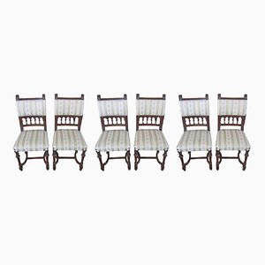 Antique French Dining Chairs in Walnut, Set of 6