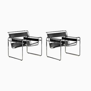 Sillones de inspiración Wassily al estilo de Marcel Breuer, años 70. Juego de 2