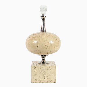 Travertine Table Lamp by Maison Barbier, 1970s