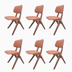 Scissor Chairs in Teak by Louis Van Teeffelen for Wébé, 1960s, Set of 6