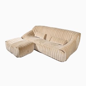 Divano Sandra con poggiapiedi di Annie Hiéronimus per Cinna Ligne Roset, anni '70, set di 2