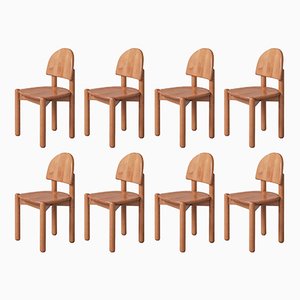 Kiefernholz Esszimmerstühle von Rainer Daumiller, 1970er, 8er Set
