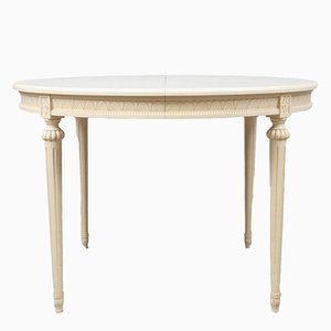 Swedish Gustavian White Extendable Dining Table, 1940s
