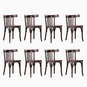 Ebony and Oak Bentwood Dining Chairs from Luterma, 1950s, Set of 8