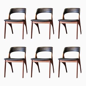Danish Teak and Leather Chairs, Set of 4