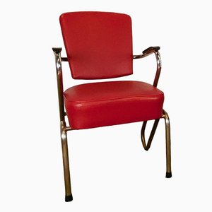 Roter Sessel mit Chromgestell, 1960er