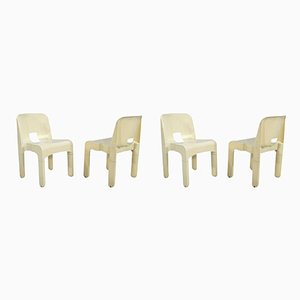 Cream Universale Chairs by Joe Colombo for Kartell, 1970s, Set of 4