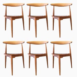 Heart Chairs by Hans J. Wegner for Fritz Hansen, Set of 6