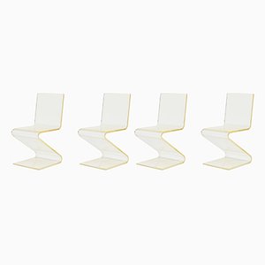 Acrylic Glass Zig Zag Chairs, 1960s, Set of 4