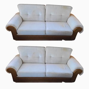 Vintage Double Seat Wicker Sofas, Set of 2