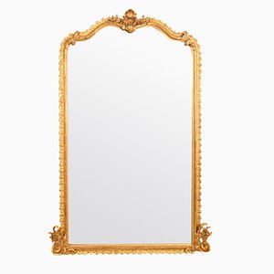Antique 19th Century Gilt Beveled Wall Mirror with Gold Leaf Frame