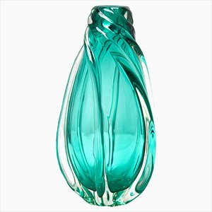 Murano Drop Vase in Sommerso Clear Glass by Flavio Poli, 1970s