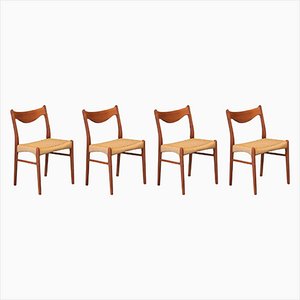 GS 60 Chairs in Teak & Rope by Arne Wahl Iversen, 1960s, Set of 4