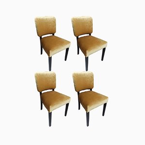 Polish Art Deco Chairs in Gold, 1930s, Set of 4