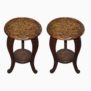 Carved Three Monkeys Side Tables from Liberty London, Set of 2