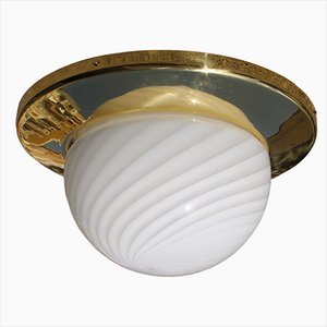 Large Ceiling Light in Brass and Murano Glass from Veart, 1950s or 1960s