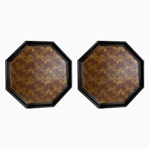 Vintage Japanese Lacquered Octagonal Trays, Set of 2