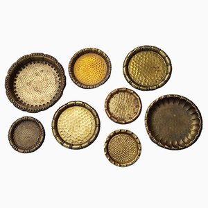 Hand-Driven Brass Coasters by A. Kahlbrandt, 1925, Set of 8