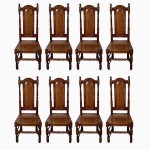 Elizabethan Oak Tudor Dining Chairs, England, Set of 8