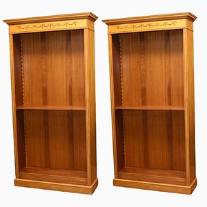 Regency Sheraton Satinwood Open Bookcases, Set of 2