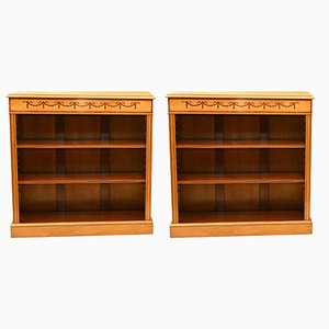 Regency Sheraton Inlaid Satinwood Open Front Bookcases, Set of 2