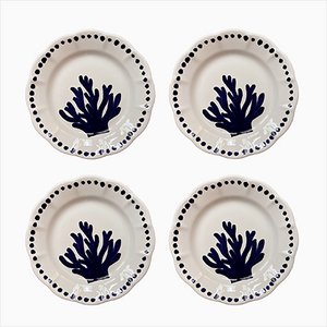 Coral Plates in Ceramic from Popolo, Set of 4