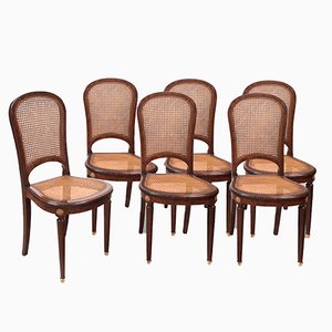 Antique French Napoleon III Chairs in Thuja Burl and Mahogany, Set of 6