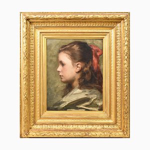 Portrait of a Young Woman, 19th-Century, Oil on Wood, Framed