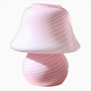 Vintage Murano Pink Swirl Mushroom Lamp, 1970s