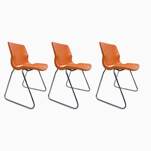 Plastic & Chrome Stacking Chairs by Svante Schöbloom for Overmann Sweden, Set of 3