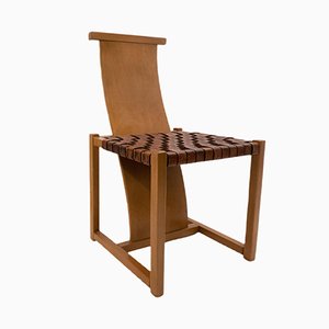 Mid-Century Modern Chair in Wood and Woven Leather by Alvar Aalto, 1950