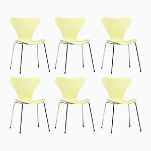 Lemon Lime Model 3107 Series Seven Chairs by Arne Jacobsen, Set of 6