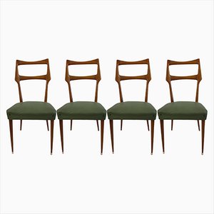 Green Leather Upholstery & Wooden Structure Chair, Set of 4