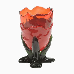 Vase Transparent en Rubis Foncé, Rouge Mat, Vert Bouteille par Gaetano Pesce pour Fish Design