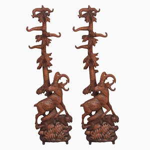 Large Black Forest Hall Stand, 19th-Century, Walnut, Set of 2
