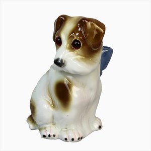 Lampe de Bureau Chien Art Déco en Porcelaine, 1930s