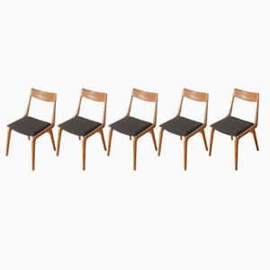 Boomerang Dining Room Chairs by Alfred Christensen for Slagelse Møbelværk, 1950s, Set of 5
