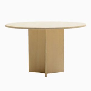 Round Travertine Dining Table, Italy, 1970s