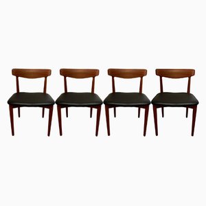Vintage Dining Chairs in Black Leather, Set of 4