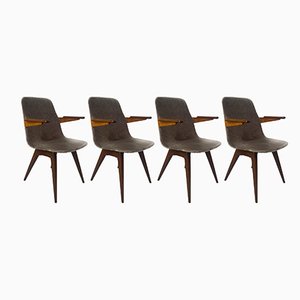 Scandinavian Dining Table Chairs in Wood, Set of 4