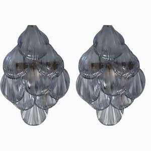 Appliques Murales Vintage en Verre Lilas, 1970s, Set de 2
