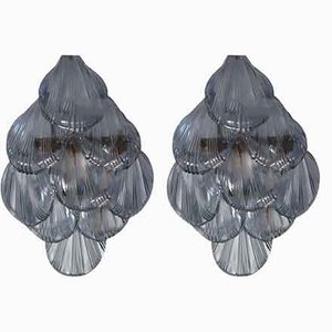 VIntage Lilac Glass Shell Sconces, 1970s, Set of 2