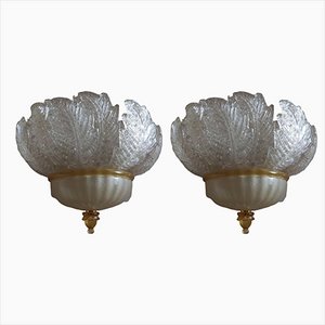 Wall Lights in Murano Glass with Gold Inclusion by Barovier & Toso, Italy, 1930s, Set of 2