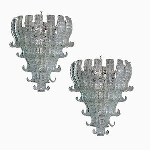 Lámparas de araña Felci italianas de cristal de Murano de 6 niveles, años 70. Juego de 2