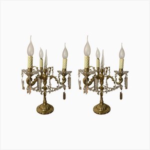 Antique Table Candleholders in Cast Bronze, Set of 2