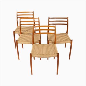 Modell 78 Stühle mit Papiergeflecht von Niels O. Møller, 4er Set