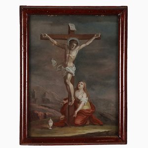 Christ on the Cross and Mary Magdalen, Painting, Framed