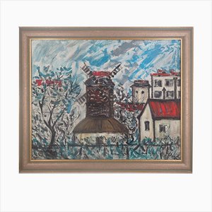 Edgar Stoebel, Montmartre, Le Moulin De La Galette, Oil on Canvas