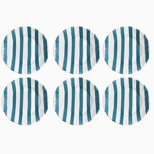 Rayure Green Pasta Plates by Popolo, Set of 6